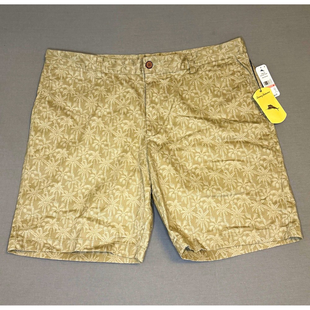 Tommy Bahama Men's Beige Tropical Floral Palm Chino Shorts 10" Inseam